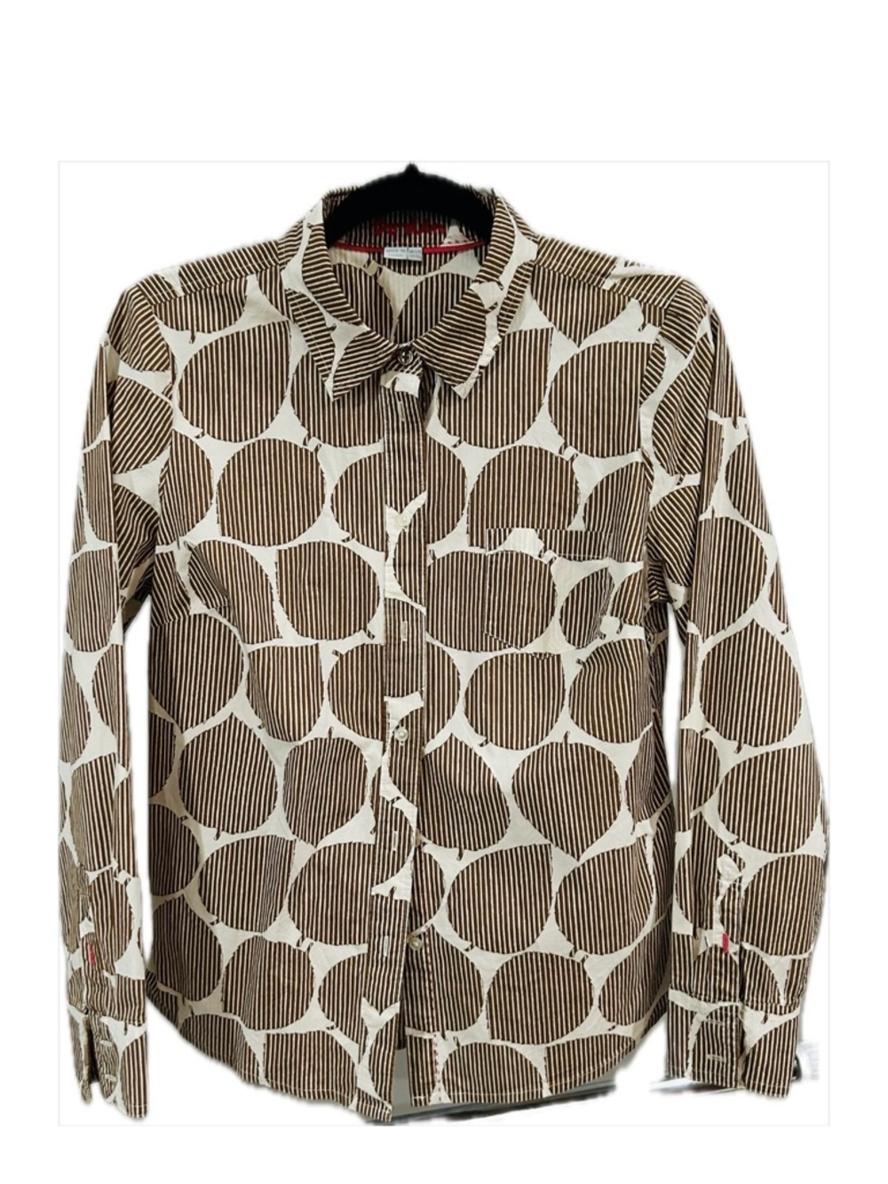Boden Brown and Cream Geometric Button-Up Jacket